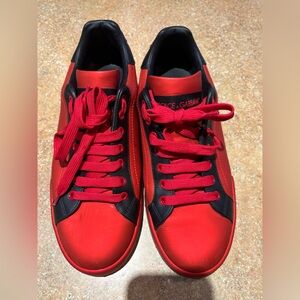 Dolce & Gabbana Vibrant Red and Black Sneakers